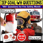 FIRE SAFETY Activities | WH Questions with Pictures TASK BOX FILLER for Autism